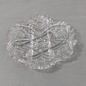 Shallow round vintage American Brilliant cut glass bowl